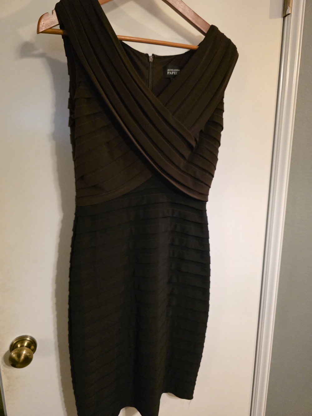 Adrianna Papell Black Pleated Dress Size 8